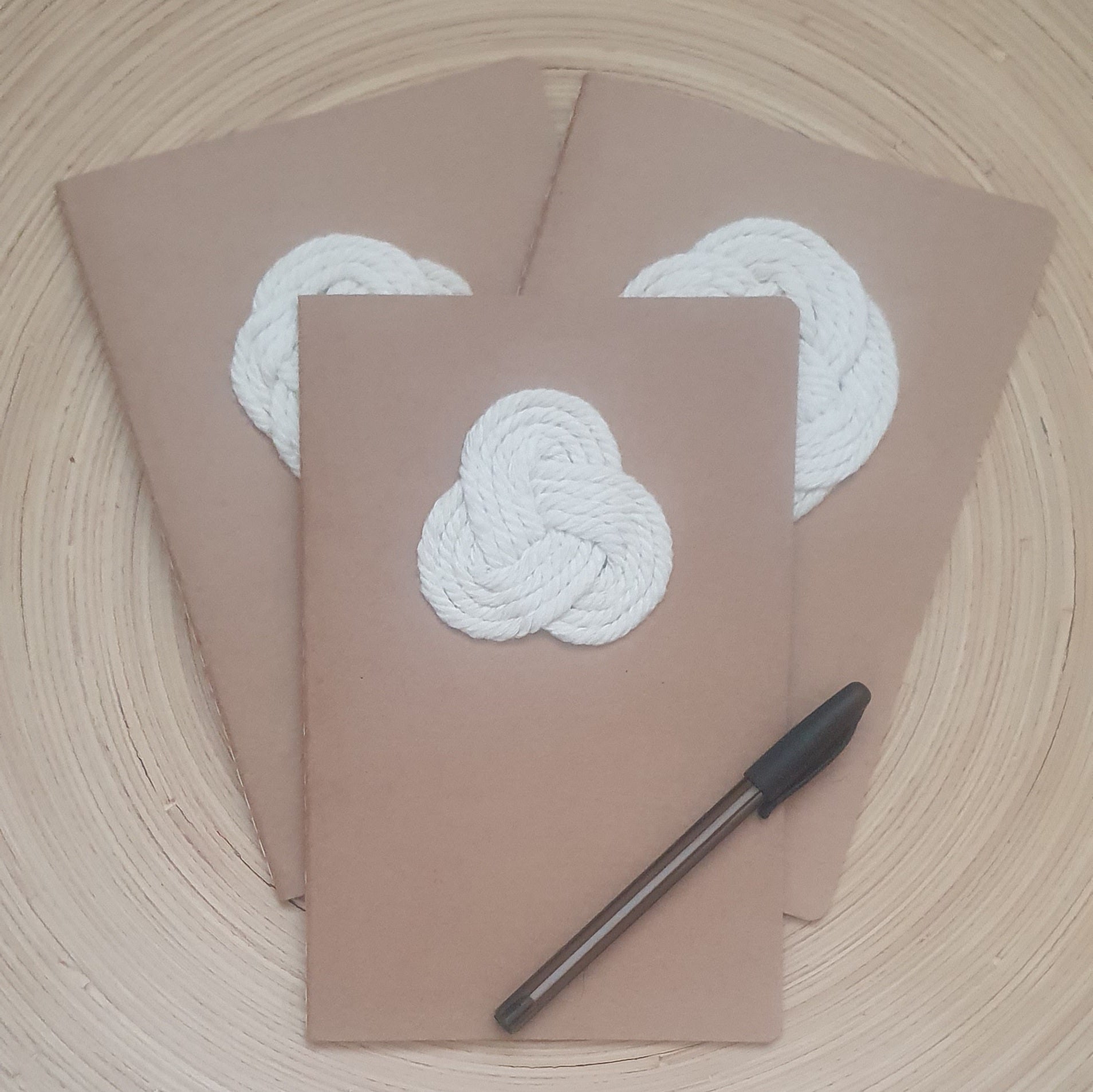 Kraft brown notebook/journal with Turk's Head Knot - 3 point design
