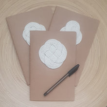 Load image into Gallery viewer, Kraft brown notebook/journal with Turk&#39;s Head Knot - 4 point design
