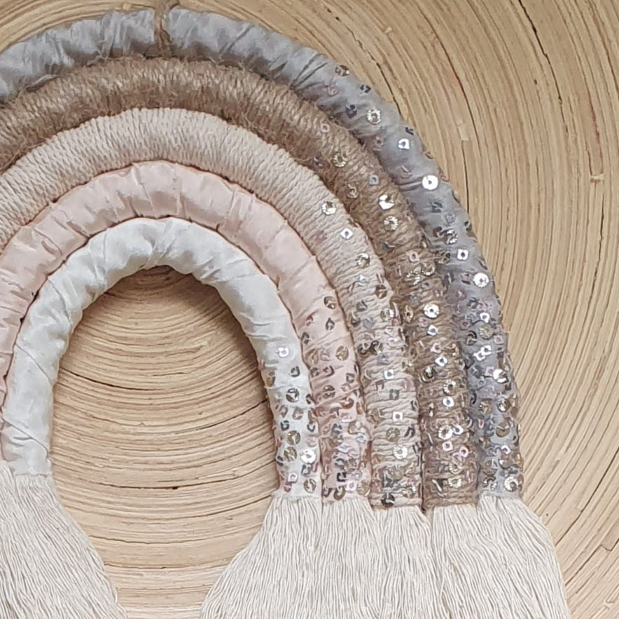 Extra Large Macramé Rainbow - Vintage silks and sequins