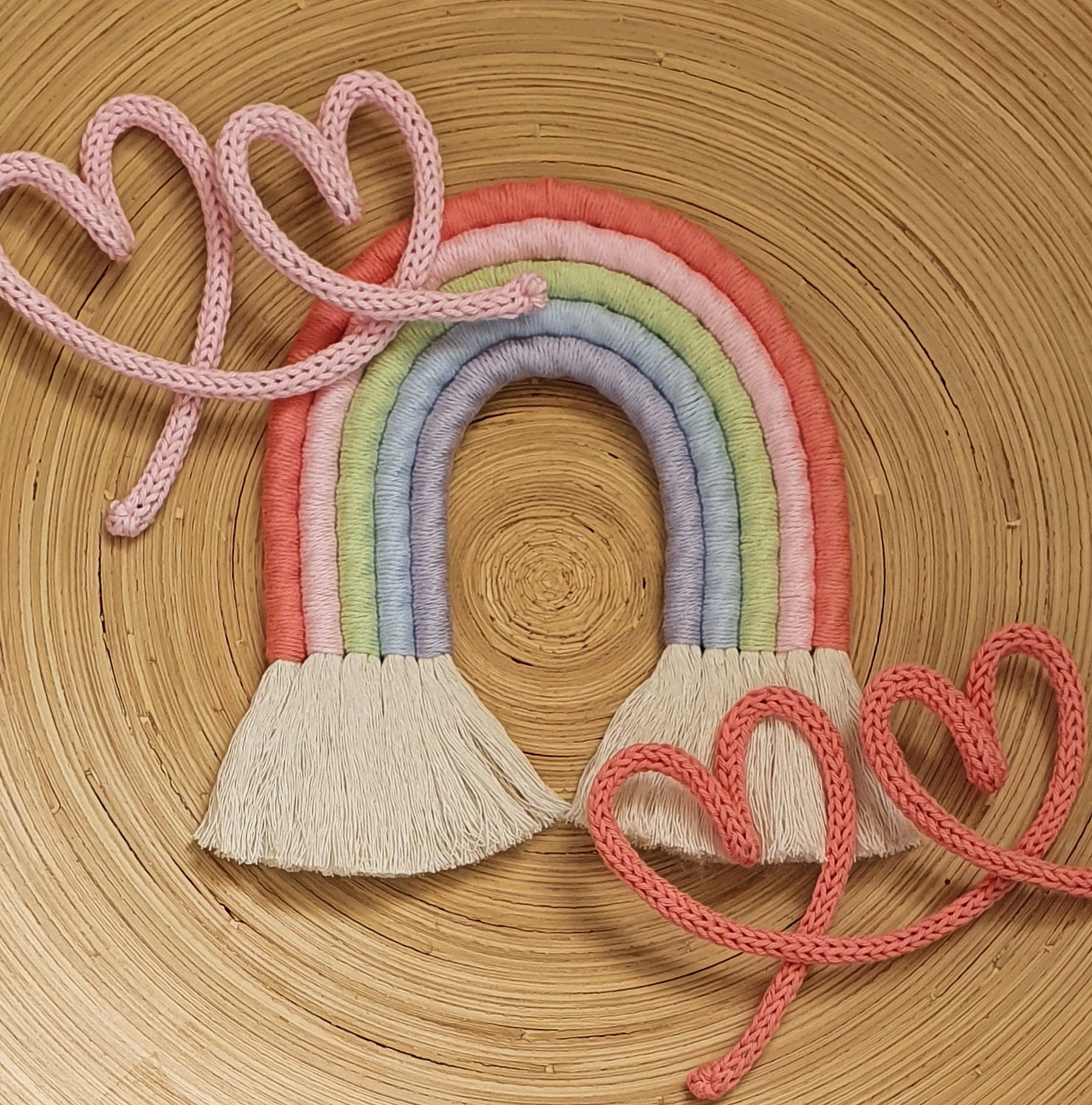 Large Macramé Rainbow - Pastel colours