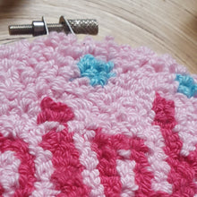 Load image into Gallery viewer, Punch needle embroidery hoop &quot;pink&quot; - Prevent Breast Cancer
