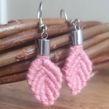 Load image into Gallery viewer, Micro Macrame Leaf Earrings - Dusky Pink
