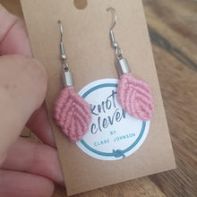 Load image into Gallery viewer, Micro Macrame Leaf Earrings - Dusky Pink
