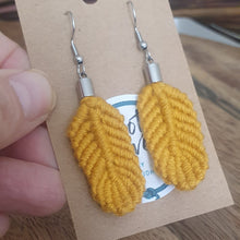 Load image into Gallery viewer, Micro Macrame Feather Earrings - Mustard
