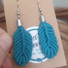 Load image into Gallery viewer, Micro Macrame Feather Earrings - Teal

