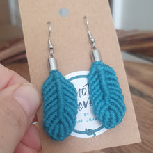 Load image into Gallery viewer, Micro Macrame Feather Earrings - Teal
