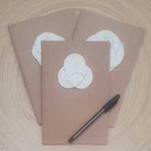 Load image into Gallery viewer, Kraft brown notebook/journal with Turk&#39;s Head Knot - 3 point design
