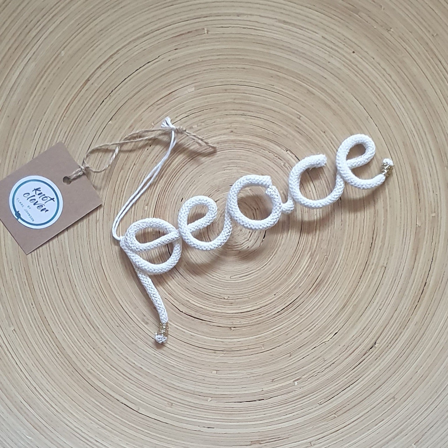 Handmade Cotton and Wire Word - peace