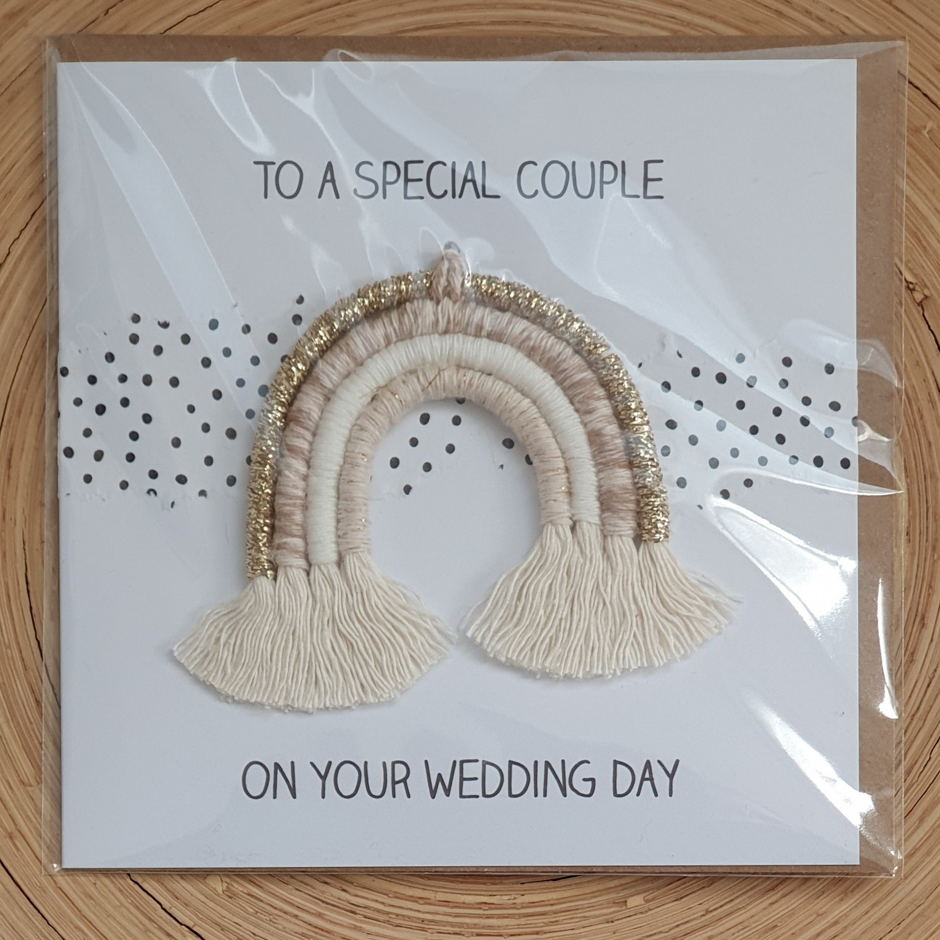 Wedding Card with Miniature Rainbow - Gold/Fleck