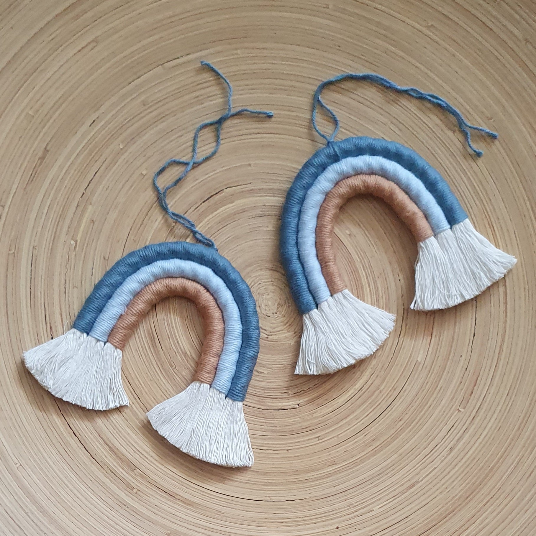 Mini Macramé Rainbow - Teal/Light Blue/Tan