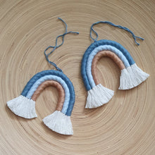 Load image into Gallery viewer, Mini Macramé Rainbow - Teal/Light Blue/Tan
