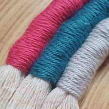 Load image into Gallery viewer, Mini Macramé Rainbow - Fuschia/Bright Teal/Light Grey
