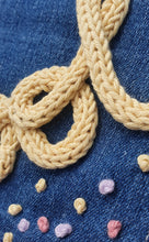 Load image into Gallery viewer, Denim Bunting Flag Banner with Miniature Knitted Word - cool
