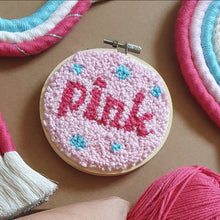 Load image into Gallery viewer, Punch needle embroidery hoop &quot;pink&quot; - Prevent Breast Cancer

