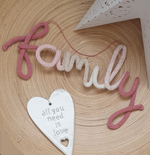 Load image into Gallery viewer, Knitted Words - &quot;family&quot; - Pink pallette
