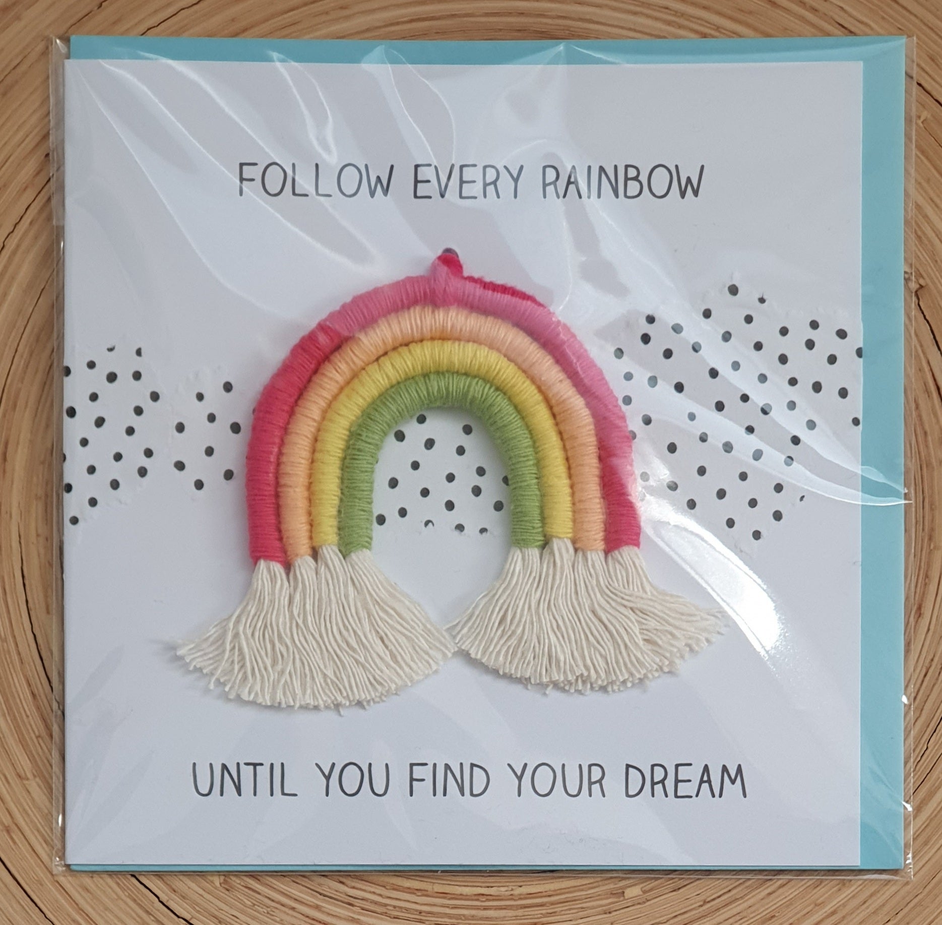 Good Luck Card with Miniature Rainbow - Traditional/Sky Blue