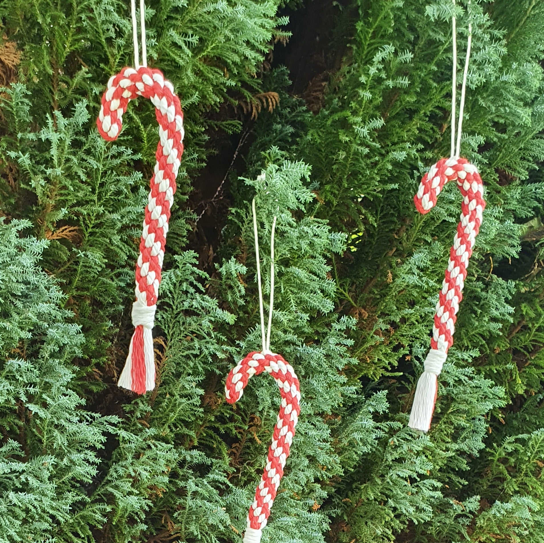 Handmade Macrame Candy Cane decoration