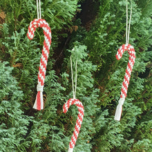 Load image into Gallery viewer, Handmade Macrame Candy Cane decoration
