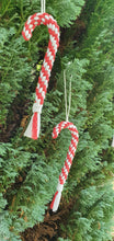 Load image into Gallery viewer, Handmade Macrame Candy Cane decoration

