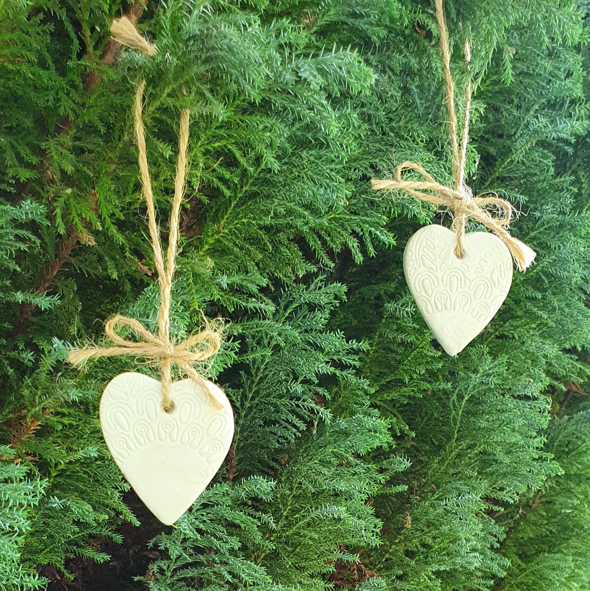 Mini Clay tree decorations. Hearts