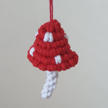 Load image into Gallery viewer, Handmade Macrame Toadstool tree decoration
