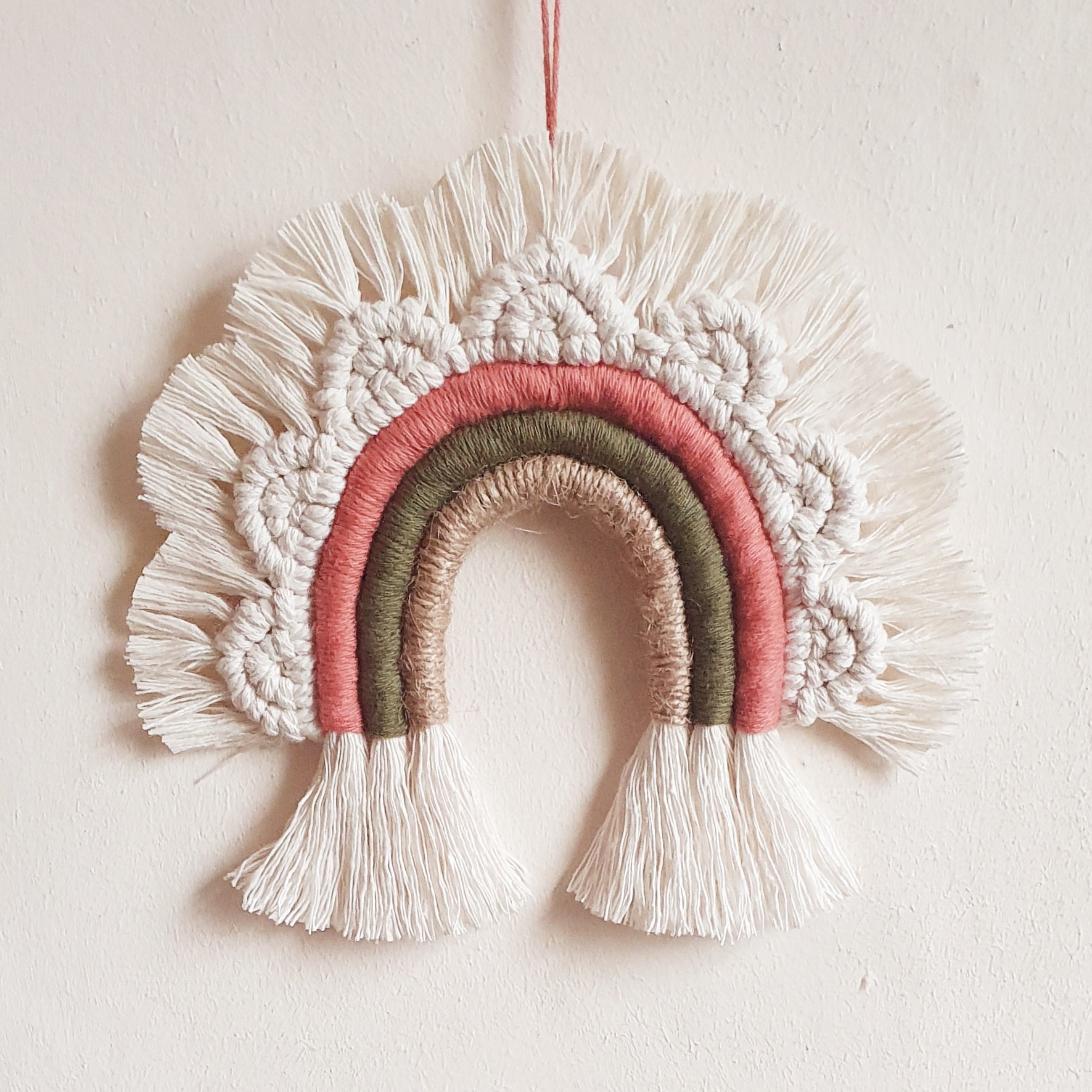 Ltd Ed. Small Macramé Rainbow with scallop frill - Rust