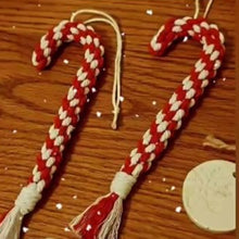 Load image into Gallery viewer, Handmade Macrame Candy Cane decoration
